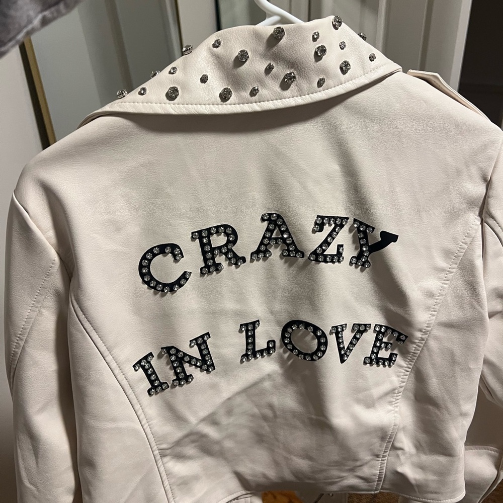 Crazy in LOVE ivory faux leather jacket